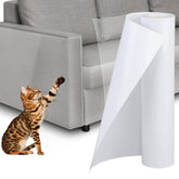 Fairooth anti-cat-scratch protector on sofa corner, clear and protective against claws.