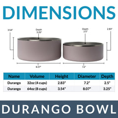 Fairview Essentials Durango dog bowl non-slip base shown on a kitchen floor, preventing spills