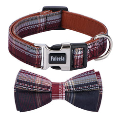 Faleela soft-comfy bowtie dog collar red and white, stylish daily wear for outings