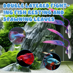 FALESHOS Betta double-textured leaf pad adds hiding spots and visual appeal.