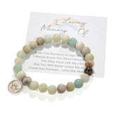 Famdecor Rainbow Bridge bracelet on wrist, offering a comforting memorial moment for grieving pet owners.