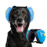 Famikako dog ear muffs blue front-view protect ears for calmer walks.