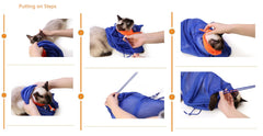 FAMOORE Cat Grooming Bag behind-tie setup suits larger cats.
