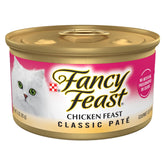 Fancy Feast Chicken Feast Pate cans pack 24 for easy portioning.