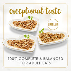 Fancy Feast Delights cheddar grilled whitefish gravy features light, flaky fish and cheddar aroma for feline appeal.