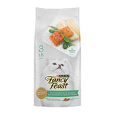 Fancy Feast ocean fish bag highlights complete nutrition for adult cats.