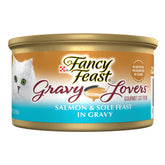 Fancy Feast Gravy Lovers Salmon-Sole Can 3oz showcases real salmon for a protein-rich meal.