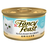 Fancy Feast grilled tuna cans ready to serve a tasty cat meal