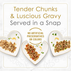 Fancy Feast Seared Salmon Entree with Spinach in Gravy image highlights nourishing greens mix.