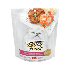 Fancy Feast Purina Filet Mignon dry cat food packaging highlighting 3-pack value