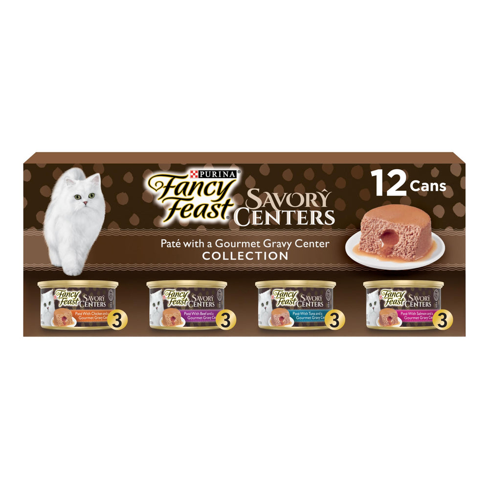 Fancy Feast Savory Centers variety pack collection with gravy center for cats