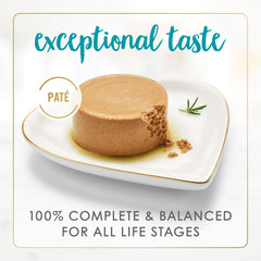 Fancy Feast seafood-feast-pate-cans-24-pack on shelf enables quick reordering.