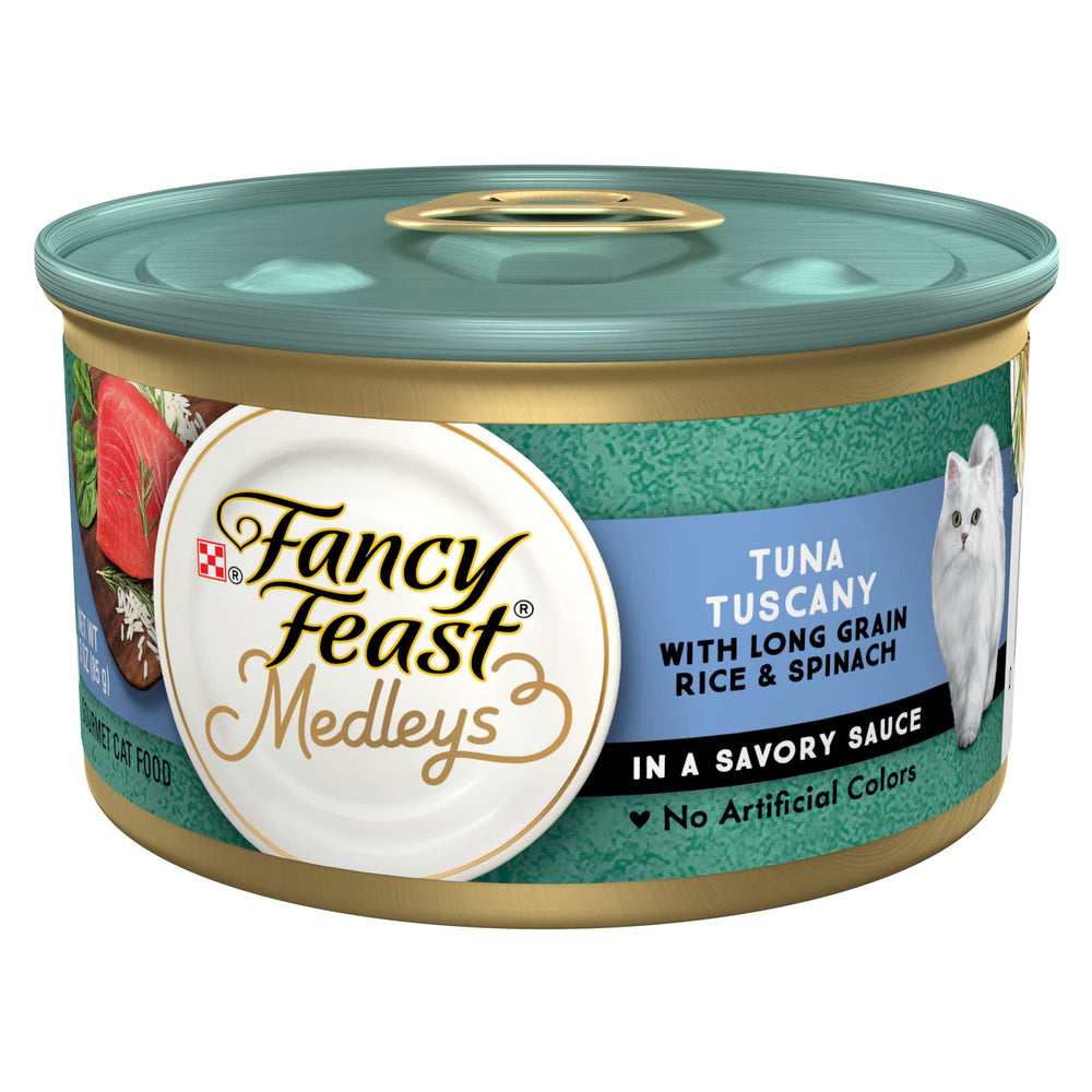 Fancy Feast Tuna Tuscany bowl close-up shows gourmet texture for appetites craving seafood flavor