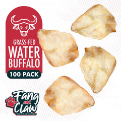 Fang & Claw Water Buffalo Ears feature a natural abrasive texture for dental-friendly chewing.