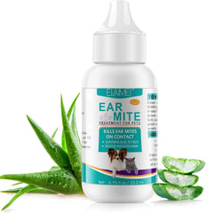 Fanshi ear-cleaning-drops-bottle shows gentle cleansing with calming aloe for pets