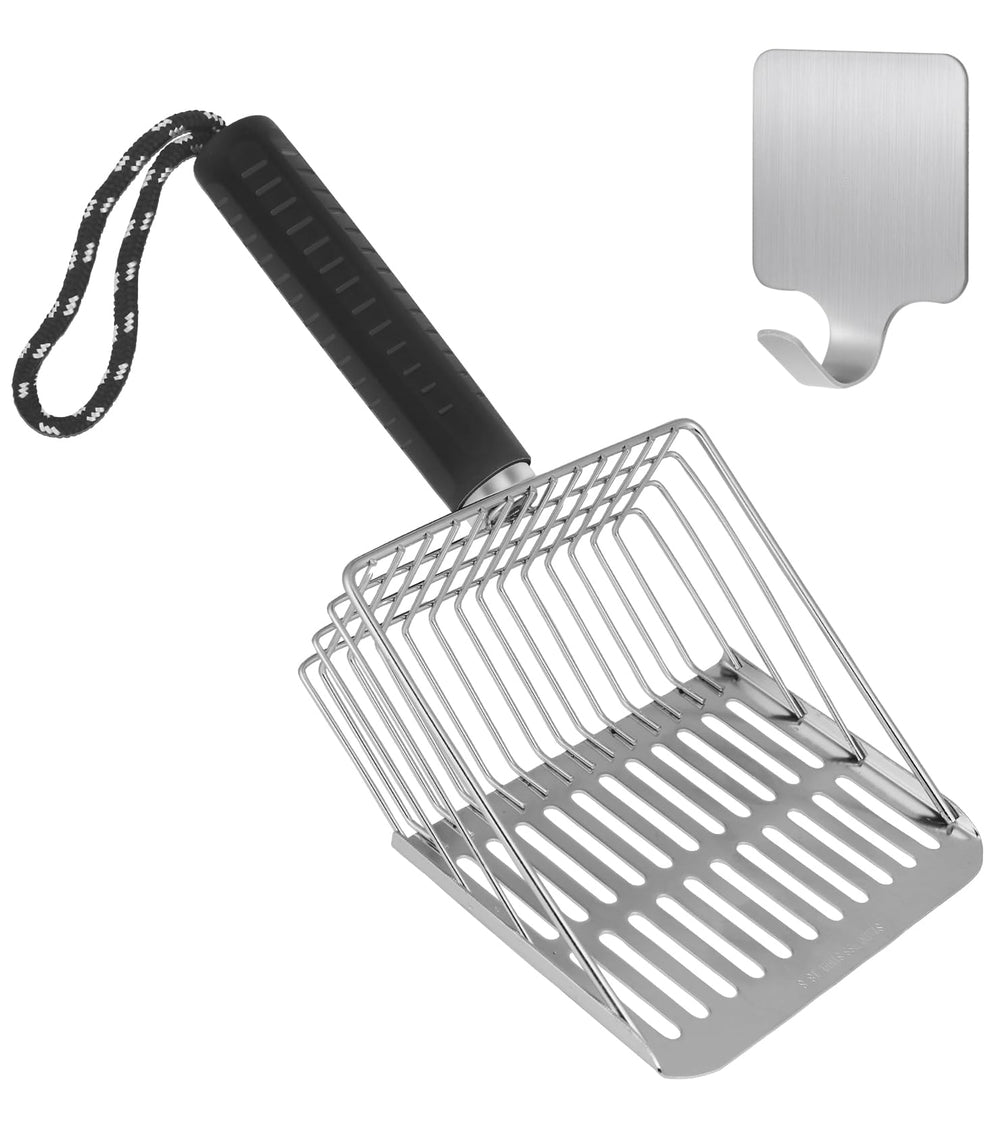 Faoemsey cat scoop with stainless steel handle shows durability and easy cleaning.