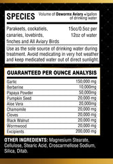 Farmalab Natural Dewormer closeup emphasizes a natural formula for birds.