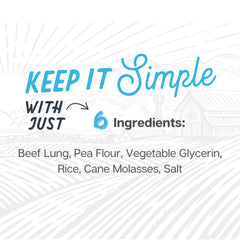 Farmland Traditions Beef Lung Jerky soft-texture image emphasizes tender chew ideal for older dogs.