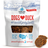 Farmland Traditions duck-carrot-jerky-slices: protein-rich reward for dogs.