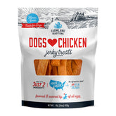 Farmland Traditions packaging featuring chicken jerky for dogs, ideal for training rewards.