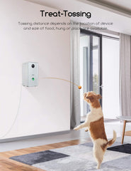 Faroro dog camera treat-dispensing action enables remote rewards during playtime.