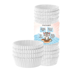 FattyBee 200-pcs white disposable feeding bowl liners pack for quick, sanitary cat meals.