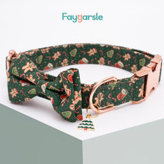 Faygarsle bowtie collar detail highlighting handmade festive look.