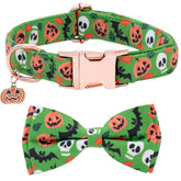 Faygarsle Bow Tie Dog Collar showing bowtie detail for festive Halloween photos