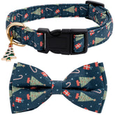 Faygarsle cotton Christmas dog collar with bow green for festive style and comfort.