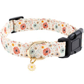 Faygarsle cotton designer dog collar flowers closeup for gentle everyday wear.