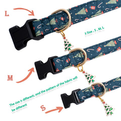 Faygarsle custom Christmas-pattern collar in green suits festive photos.