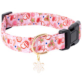 Faygarsle pink dog collar with Christmas pattern, festive daily wear