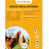 FCI GRUBS dried mealworms 2lb bag front, premium protein snack for poultry.