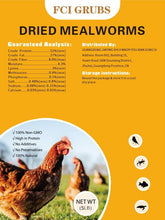 FCI GRUBS dried mealworms 5lb bag showcases a convenient protein snack for chickens and birds
