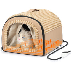 Fdceligoo smart heated cat bed front view shows inviting warmth for indoor cats.