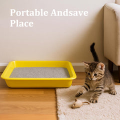FdcZeyxior 4pc yellow litter box proves portable and stackable for travel