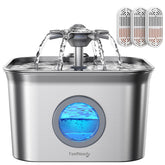 FEELNEEDY stainless steel cat water fountain front view promotes steady hydration