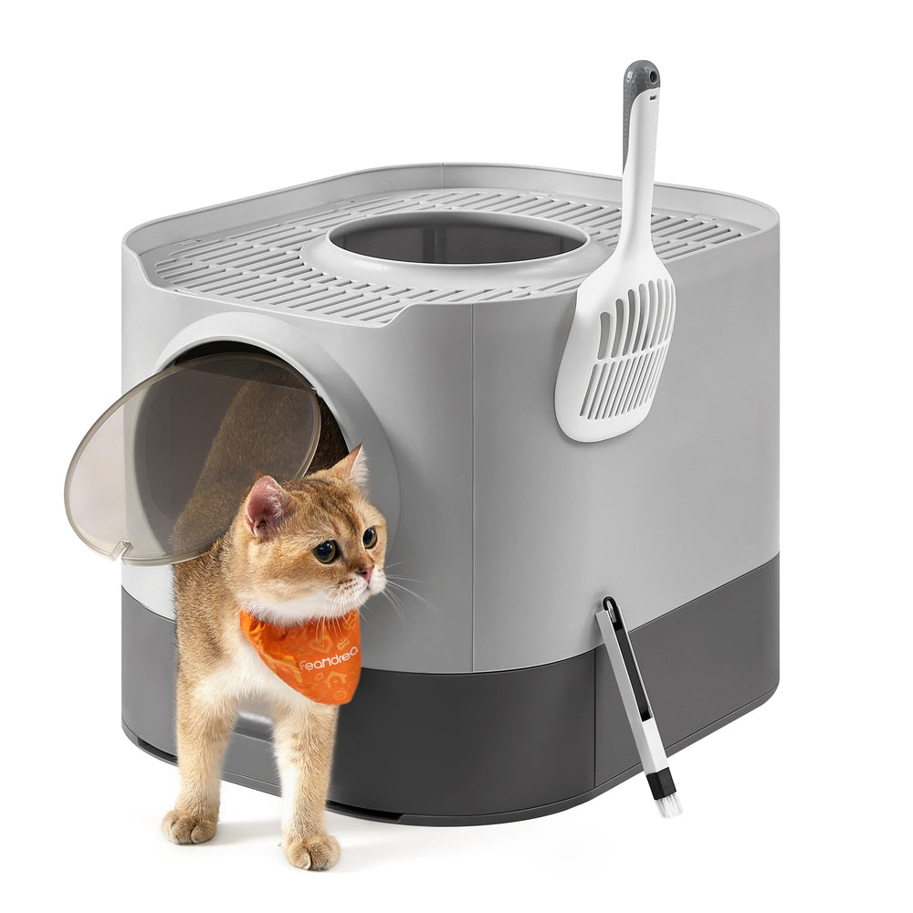 Feandrea cat litter box lid with slide-out tray for easy cleaning and maintenance