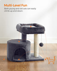 Feandrea cat tree tower cuddle cave offers a private cozy retreat.