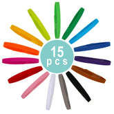 FEBSNOW puppy whelping collars 15 colors flatlay for quick color matching.