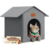 Fecuria Outdoor Cat House exterior view highlights durable shelter for year-round use.