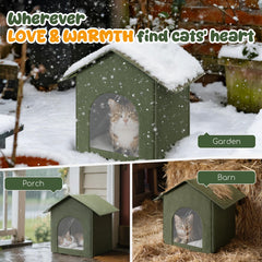 Fecuria outdoor cat house with TPU coating keeps interior dry after showers.