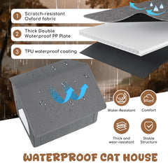 Fecuria Outdoor Cat House oxford fabric close-up proves scratch resistance.