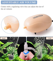 FEDOUR mini aquarium air pump quiet-legs close-up emphasizes vibration-damping feet for near-silent operation.