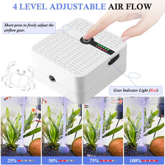FEDOUR two-work-modes aquarium air pump demonstrates continuous and intermittent modes
