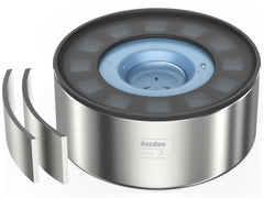 Feedoo 2L no-spill bowl with double-wall stainless steel keeps water cool.
