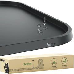 Feedoo Pet Feeding Mat warped-edge closeup showing edge stability helps contain spills.