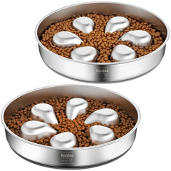Feedoo slow feeder bowl 2-pack pack shot shows two bowls ready for daily meals