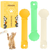feehope 3pc cat treat spoon pack in beige, green, and orange for mess-free feeding.