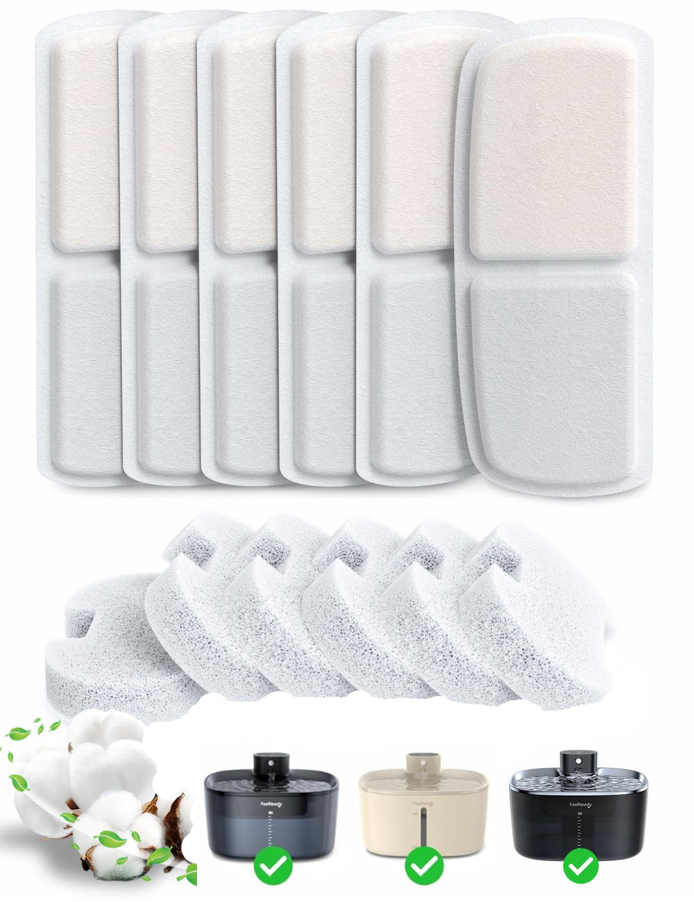 FEELNEEDY 6-pack filter set for cat fountain FN-W07 keeps water clean.